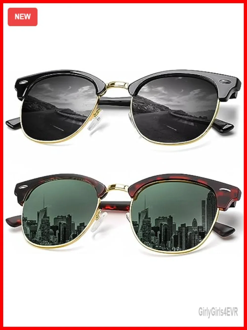 Polarized Sunglasses Men Women Semi-Rimless Retro Driving